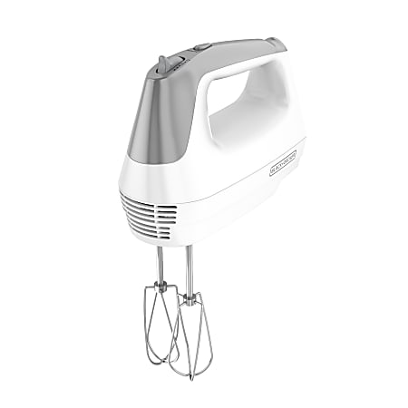 Black+Decker Lightweight 5-Speed Hand Mixer, 10"H x 12”W x 12”D, White