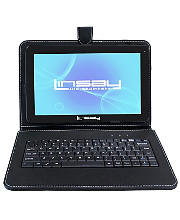 Linsay F10 Tablet, 10.1" Screen, Octa Core Processor, 4GB Memory, 128GB Storage, Android 13, With Black Keyboard, F10XHDBK
