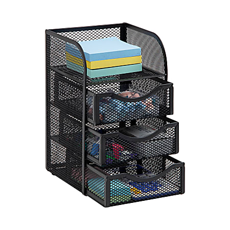Mind Reader Mini Desk Supplies Office Supplies Organizer 8 H x 5 W x 4 34 L Black Office Depot