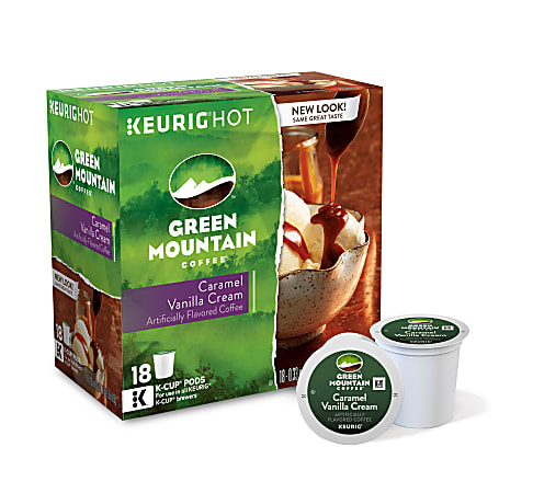 Green Mountain Coffee® Single-Serve Coffee K-Cup®, Caramel Vanilla Cream, Carton Of 18