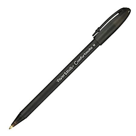 Paper Mate® Comfortmate™ Ultra Ballpoint Stick Pen, Medium Point, 1.0 mm, Black Barrel, Black Ink