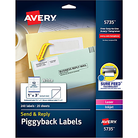 Avery 5735 Send and Reply Piggyback Labels - Office Depot