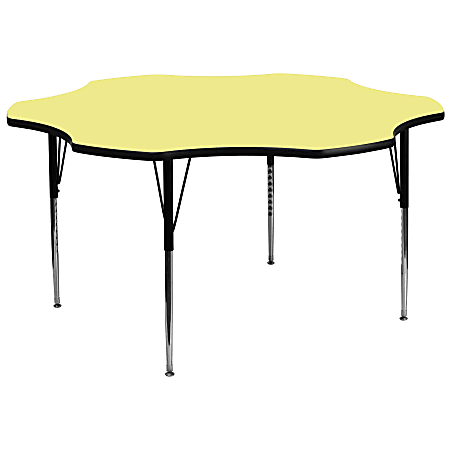 Flash Furniture Flower Thermal Laminate Activity Table With Height-Adjustable Legs, 30-1/8" x 60", Yellow