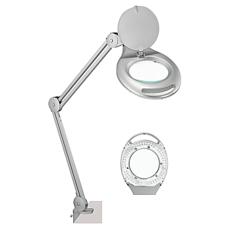 Realspace® Clamp-On Magnifier Task Lamp, 24"H, Silver