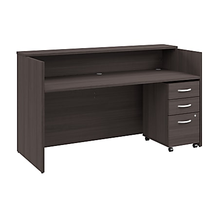 Bush Business Furniture Arrive 72"W Reception Desk with Shelf and Mobile File Cabinet, Storm Gray, Standard Delivery