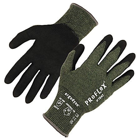 Ergodyne Proflex 7042-12PR Nitrile-Coated Cut-Resistant Gloves, Green, Large, Set Of 12 Pairs
