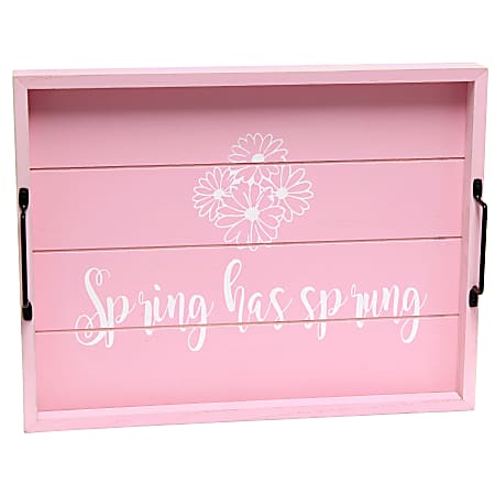 Elegant Designs Decorative Serving Tray, 2-1/4”H x 12”W x 15-1/2”D, Light Pink Wash Spring Has Sprung