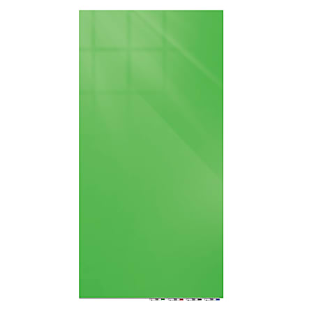 Ghent Aria Low-Profile Magnetic Glass Whiteboard, 96" x 48", Green