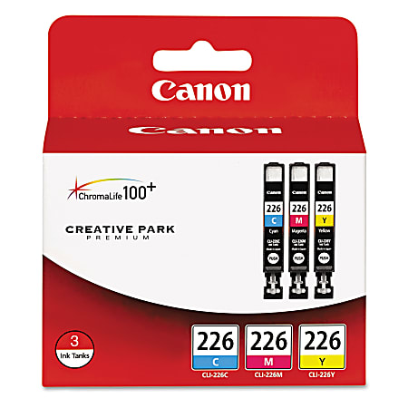 Canon® CLI-226 ChromaLife 100+ Cyan, Magenta, Yellow Ink Tanks, Pack Of 3, 4546B007