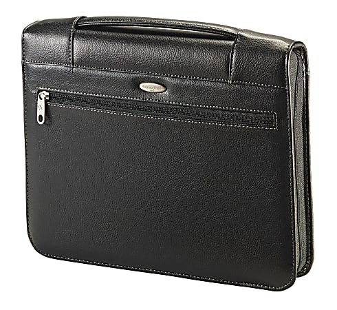 Samsonite® Zip-Around Vinyl 3-Ring Padfolio, 12 1/2" x 13 3/8" x 2 1/4", black