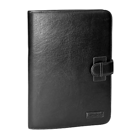 Samsonite® Leather Bi-Fold Writing Pad Holder, Black/Brown