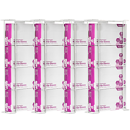 Alpine Triple-Box Wire Glove Dispensers, 15”H x 10-3/4”W x 3-13/16”D, White, Pack Of 4 Dispensers