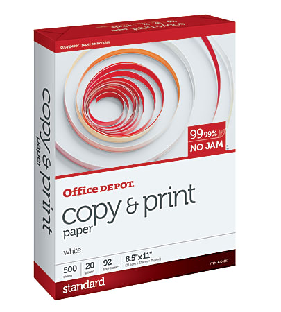 Office Depot® Brand Multi-Use Print & Copy Paper, Letter Size (8 1/2" x 11"), 20 Lb, White, Ream Of 500 Sheets
