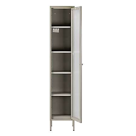 Glamour Home Avis 14 W 4 Shelf Metal Cabinet With Door Gray
