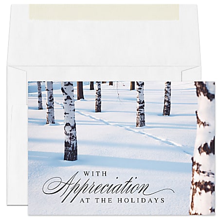 Custom Full-Color Holiday Cards With Envelopes, 7" x 5", Winter Gratitude, Box Of 25 Cards/Envelopes