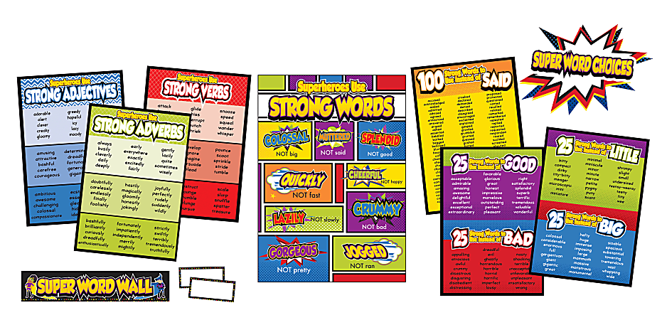 Carson-Dellosa Super Power Super Word Choices Bulletin Board Set, Multicolor, Grades 2-5