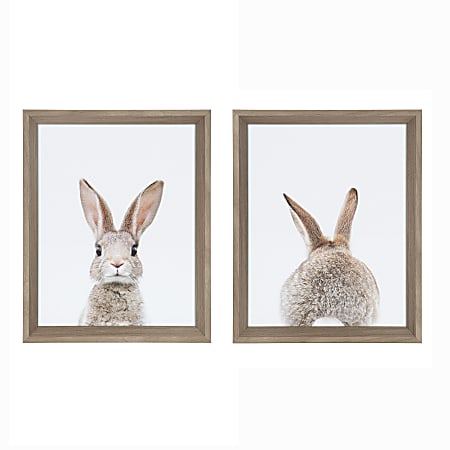 Uniek Kate And Laurel Calter Framed Print Under Glass Art Prints, 12-1/4" x 15-1/4", Bunny Animal Prints Photo Portraits, Set Of 2