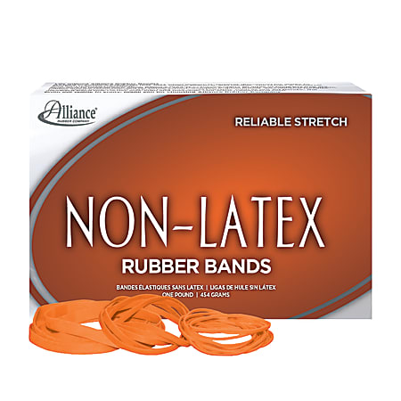 Alliance® Non-Latex Rubber Bands, #54 Assorted Sizes, Orange,