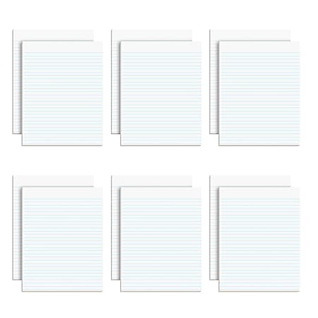 TOPS® Second Nature® 100% Recycled Glue-Top Writing Pads, 8 1/2" x 11", Wide Ruled, 50 Sheets, White, Pack Of 12 Pads