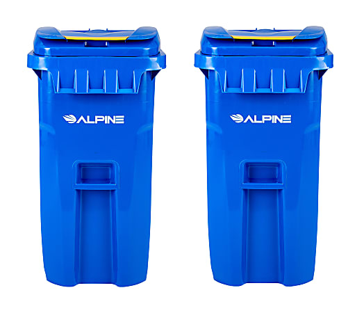 Alpine Industries Plastic, Outdoor Trash Can, 64 Gallons, Blue, 2/Pack (500-64-BLU-2PK)