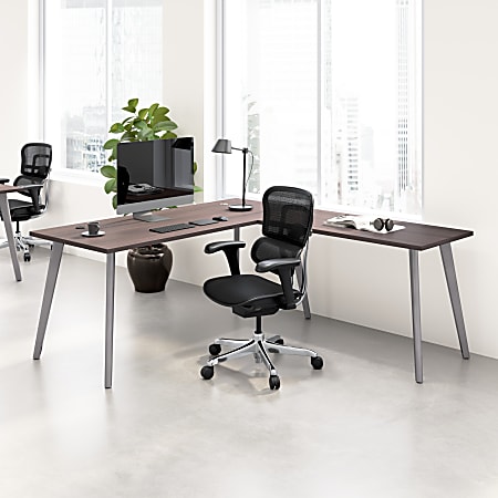 WorkPro® Motiva 72"W Modern L-Shaped Office Desk With Metal Legs, Storm Gray, Standard Delivery