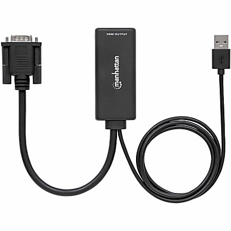 Manhattan VGA And USB To HDMI Converter - 1 x HD-15 VGA - Male, 1 x USB Type A - Male - 1 x HDMI Digital Audio/Video - Female - 1920 x 1080 Supported