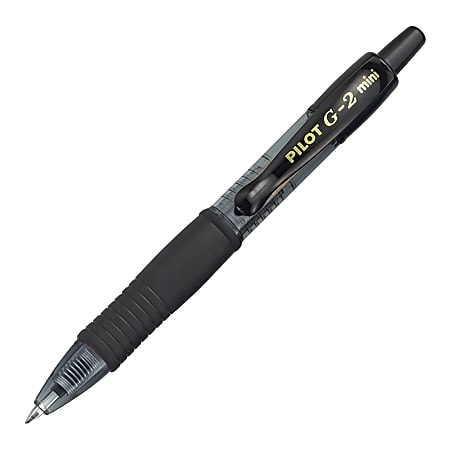 Pilot® G-2™ Mini Retractable Gel Ink Rollerball Pen, Fine Point, 0.7 mm, Black Barrel, Black Ink