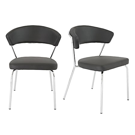 Eurostyle Draco Dining Chairs, Black/Chrome, Set Of 2 Chairs
