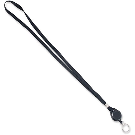 Advantus 36" Retractable ID Reel Lanyard - 12 / Pack - 36" Length - Black - Polyester