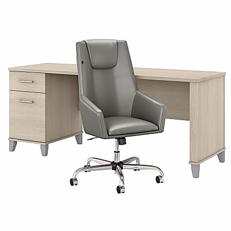 Bush® Furniture Somerset 72"W Office Desk And Chair Set, Sand Oak, Standard Delivery