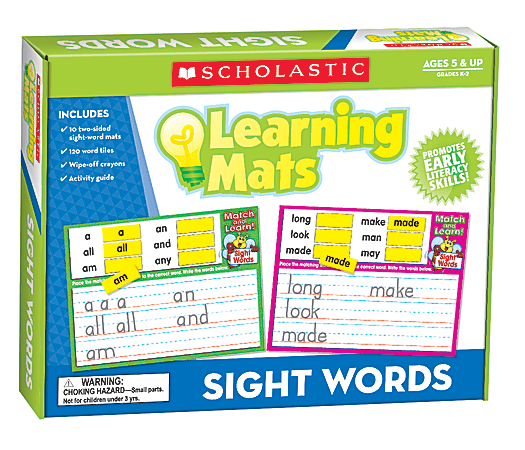 Scholastic Teacher's Friend Learning Mat Kit, Sight Words, 10" x 7 1/2", Grades K-2
