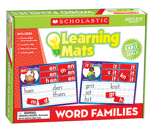 Scholastic Teacher's Friend Learning Mat Kit, Word Families, 10" x 7 1/2", Grades K-2