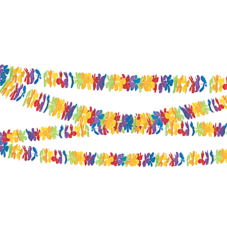 Amscan Summer Luau Hibiscus Garland, 3" x 100', Multicolor