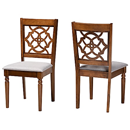Baxton Studio Renaud Dining Chairs, Gray/Walnut Brown, Set Of 2 Chairs