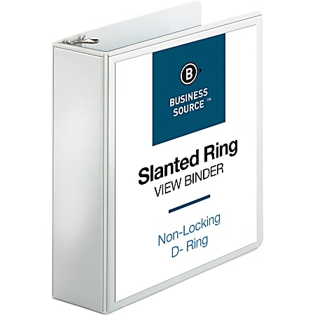 Business Source Basic View 3-Ring Binder, 3" D-Rings, White
