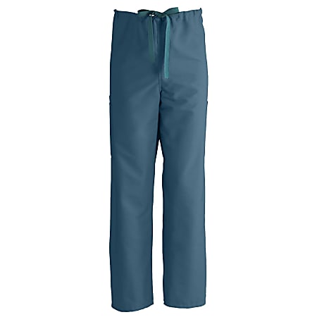 Medline ComfortEase™ Unisex Tall Non-Reversible Drawstring Cargo Scrub Pants, X-Large, Caribbean Blue