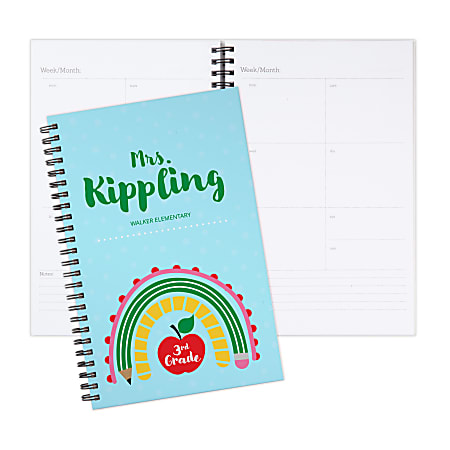 Custom Create-Your-Own Full-Color Satin Matte Laminated Hard Cover Planner, 5-1/2" x 8-1/2", White