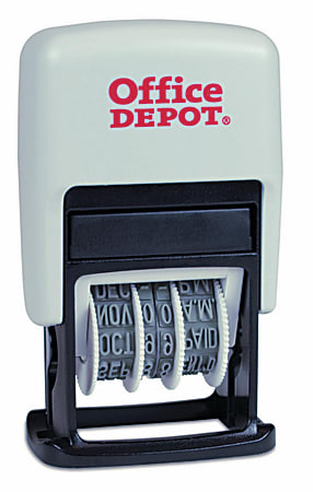 Office Depot&reg; Brand Date Message Stamp Dater Paid, Received, Faxed, 1-1/16"x5/8" Impression, Red/Blue  Ink - 98331