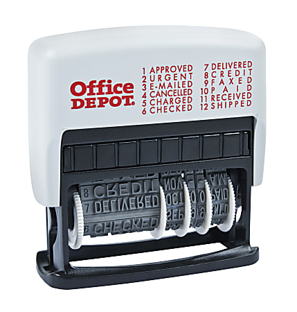 Office Depot® Brand Self-Inking 12-in-1 Micro Message Stamp