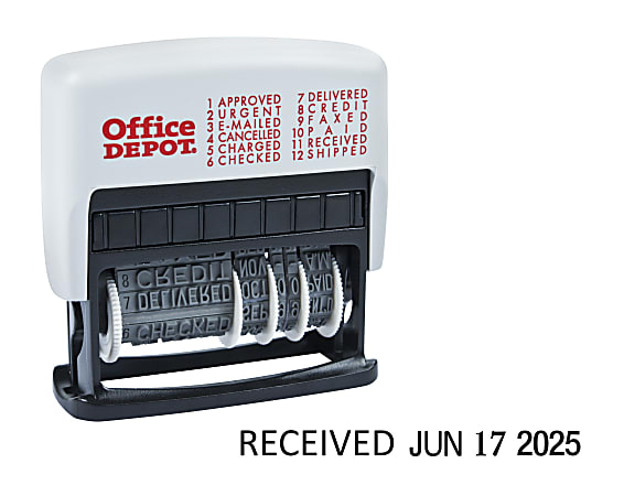 Same Day Custom Pre Inked Stamp 916 x 1 12 Impression Red - Office Depot