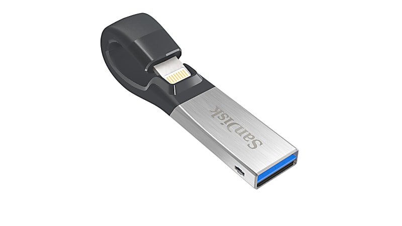 SanDisk iXpand USB 3.0Lightning Flash Drive 64GB Silver - Office Depot