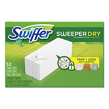 Swiffer Sweeper Dry Cloth Refills White 52 Refills Per Box Carton Of 3  Boxes - Office Depot