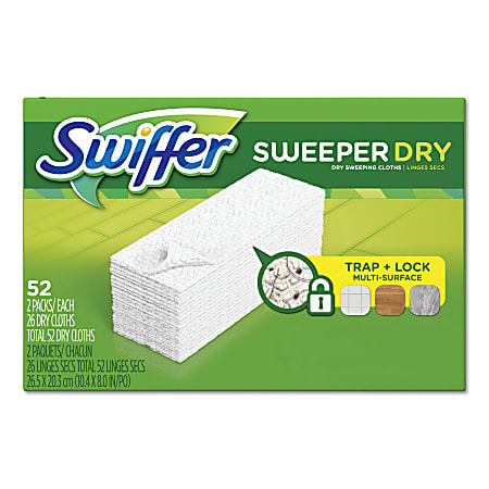 Swiffer® Sweeper Dry Cloth Refills, White, 52 Refills Per Box, Carton Of 3 Boxes