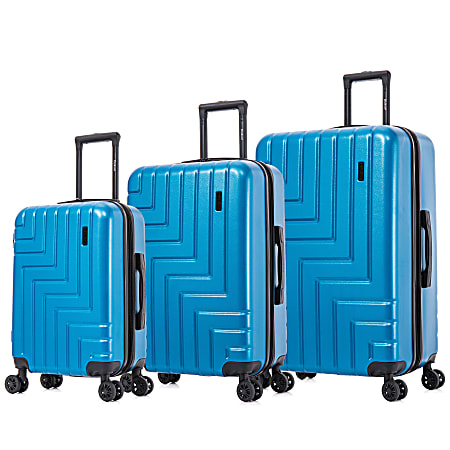 DUKAP Zahav ABS Expandable Rolling Luggage Set, Teal, Set Of 3 Pieces