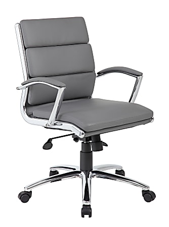 Boss Office Products CaressoftPlus™ Mid-Back Chair, Gray/Black