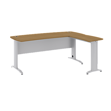 BBF Sector 72" x 60" Curved L-Desk, 30"H x 71 1/2"W x 58 11/16"D, Modern Cherry, Standard Delivery Service