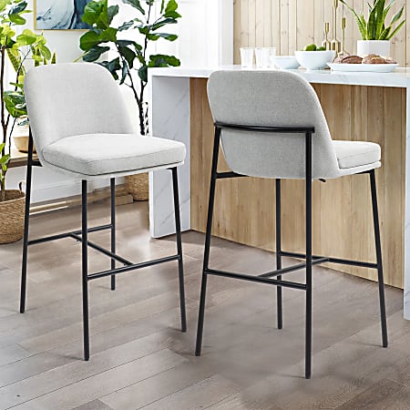 Glamour Home Belisma Fabric Bar Stools With Backs, Gray/Black, Set Of 2 Stools