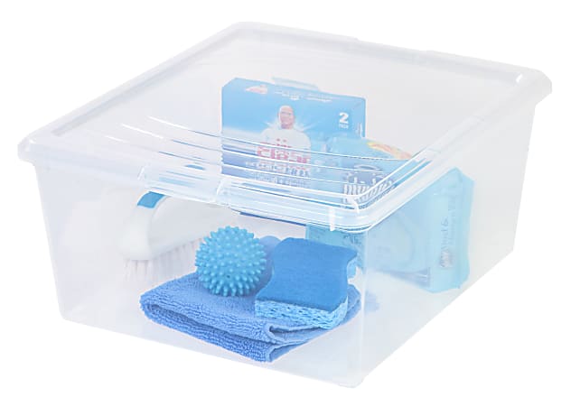 Really Useful Box Plastic Storage Container With HandlesLatch Lid 28 x 17  516 x 12 14 Clear - Office Depot