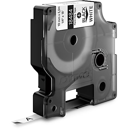 DYMO® Rhino 18484 Polyester Industrial Black-On-White Label Tape, 0.75
