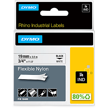 DYMO Rhino 18489 Black On White Tape 0.75 x 11.5 - Office Depot
